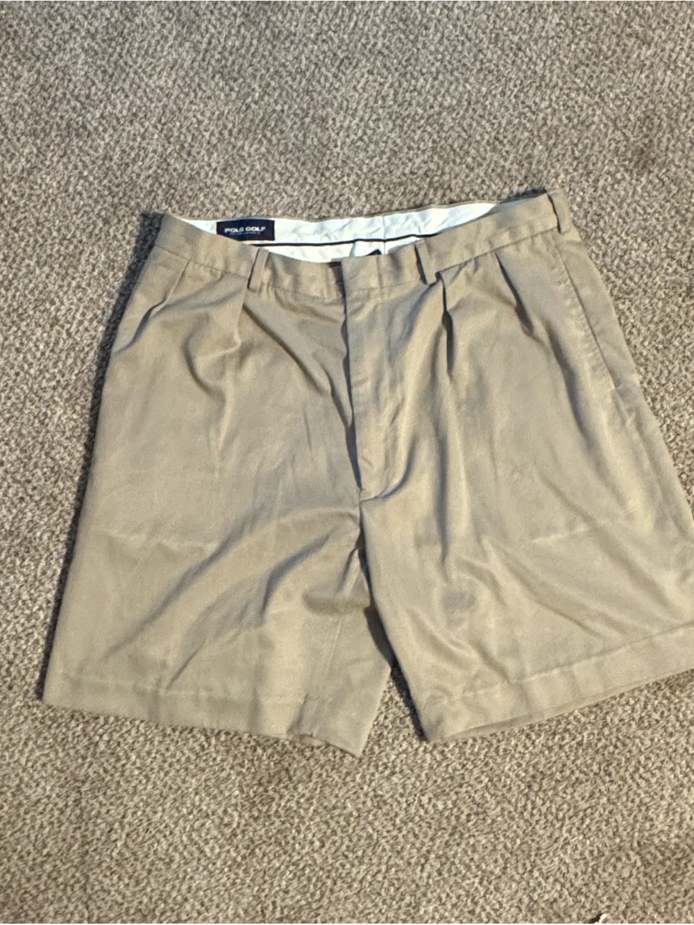 Men's Polo Golf Khaki Pleated Performance Shorts